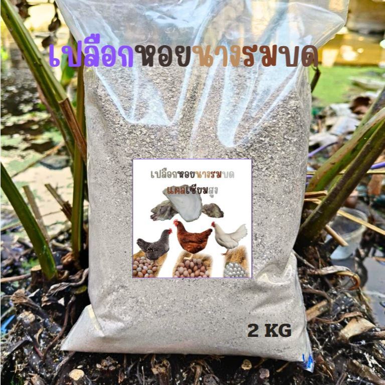เปลือกหอยนางรมบด ป่นละเอียด สำหรับไก่ไข่ เป็ดไข่ แคลเซียมสูง รับประกันของแท้ บรรจุ2KG