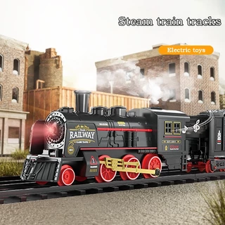 รถไฟเด็ก รถไฟโบราณ หัวรถไฟวิ่งราง ของเล่นรถไฟโบราณ รางรถไฟ รถ ไฟ ไอน้ำ ย้อนยุค ของเล่นเด็กชาย