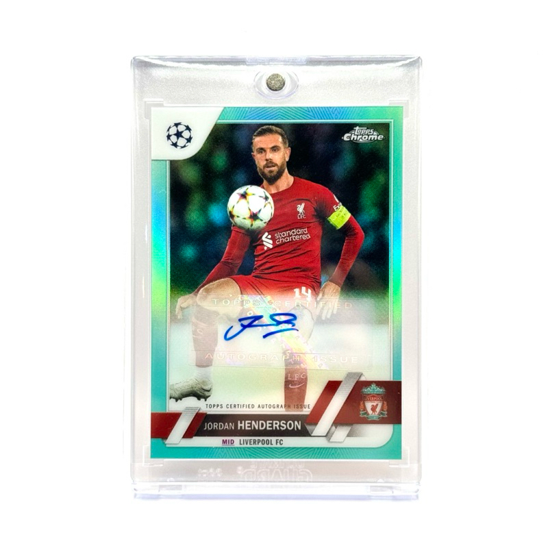 Topps Chrome UCC 22/23 Jordan Henderson Liverpool FC /199 Chrome Autograph Aqua Refractors