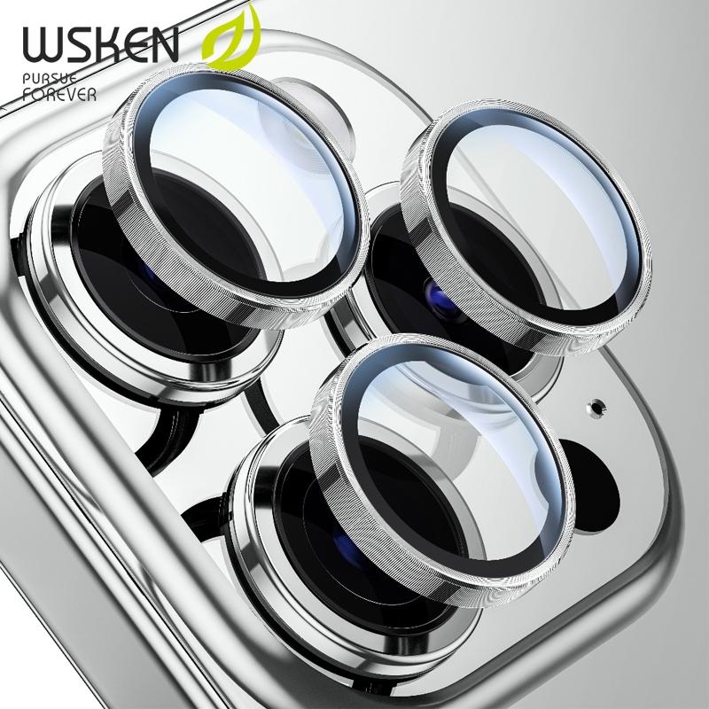 Wsken ฟิล์มเลนส์กล้อง iPhone 15Pro/15ProMax 14/13Pro Max ฟิล์มเลนส์กล้อง ความคุ้มครองเต็มรูปแบบป้องกันการหล่น ติดตั้งง่า
