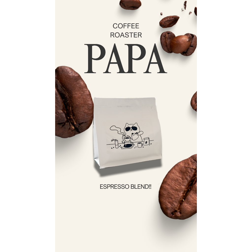 เมล็ดกาแฟคั่วกลางค่อนเข้ม Espresso blend!! 250g.