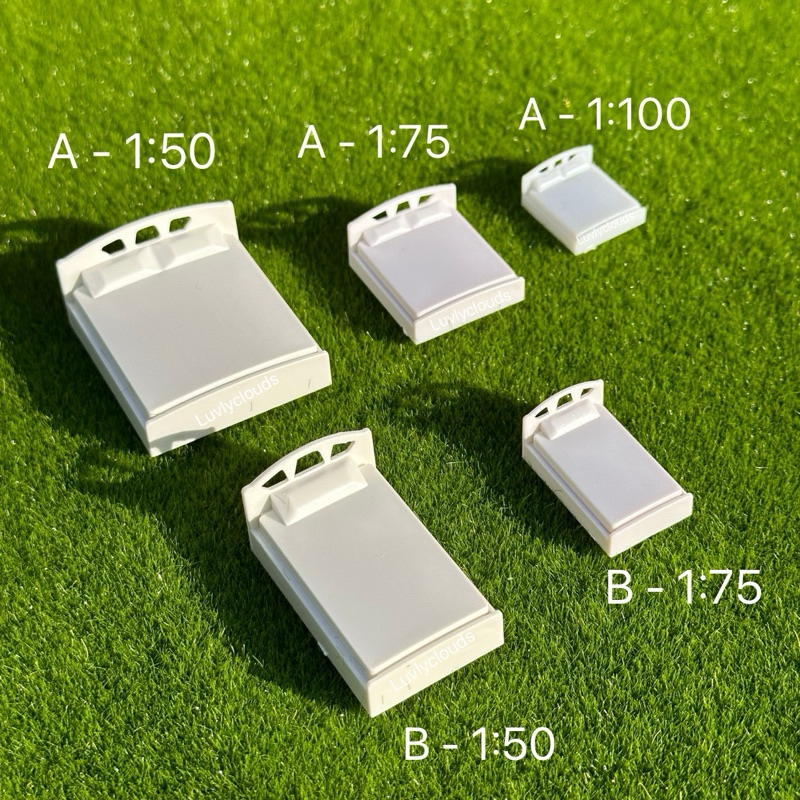 โมเดลเตียงสีขาว สเกล 1:50 | 1:75 | 1:100 เตียงจิ๋ว ไดโอรามา โมเดลเตียง