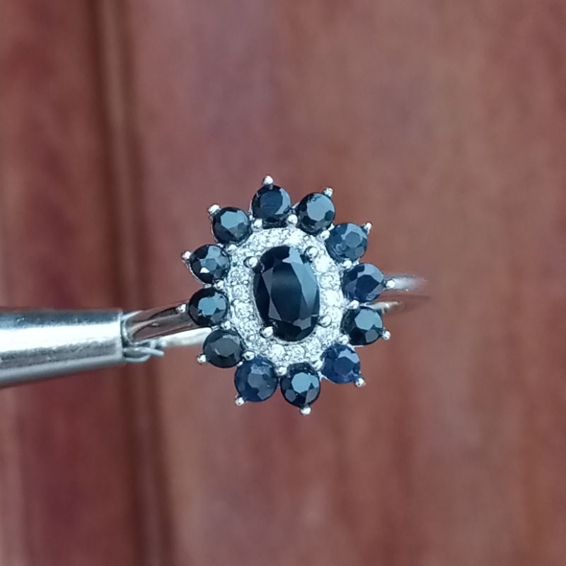 #ไซส์55.5 #แหวนไพลินสยามเผาเก่า #Natural Siam Blue Sapphire #เงินแท้92.5