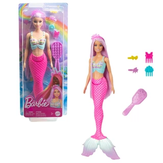 Barbie Mermaid Doll With 7-inch-Long Fantasy Hair & Accessories บาร์บี้ เมอร์เมดพร้อมอุปกรณ์ทำผม HRR00 ID