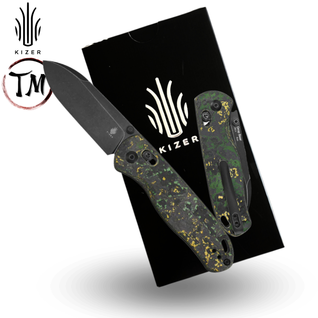 Kizer DropBear พี่หมีเหล็ก20CV มีดEDCสุดฮิต เบากระทัดรัด ด้ามFatCarbon สวยงาม
