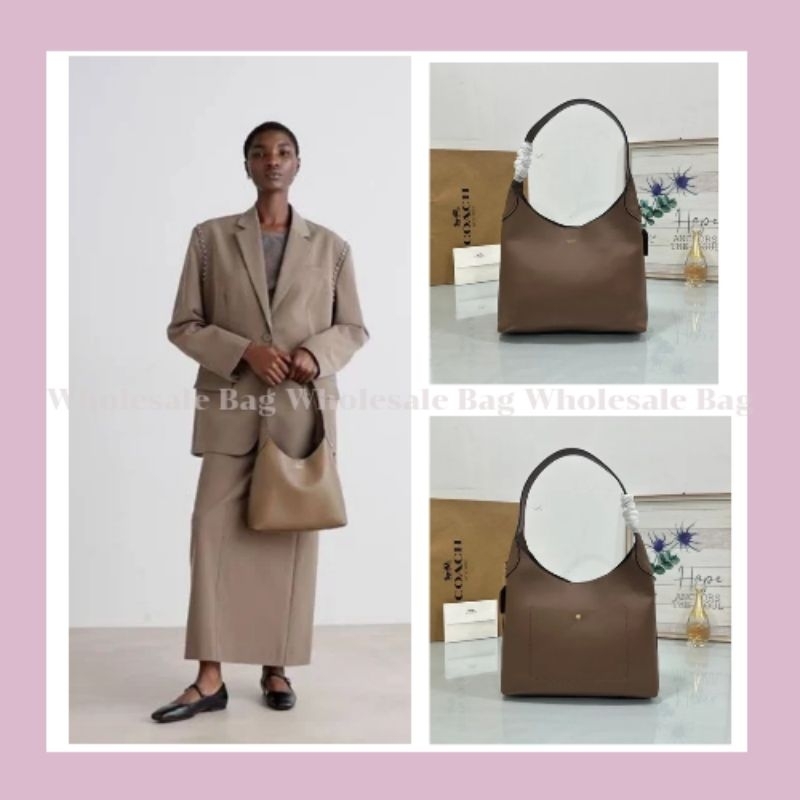 🔥กระเป๋าสะพายสีน้ำตาลช็อคโกแลต CU068 /4.Brooklyn 28 Medium Leather Shoulder Bag Co.