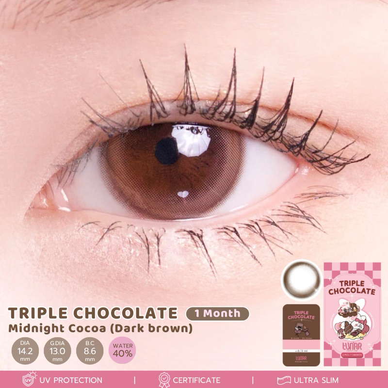 LUNAR Triple Chocolate(dark brown) คอนแทคเลนส์รายเดือน สีนํ้าตาลเข้ม วัสดุพรีเมียมเลนส์ (ไม่แถมตลับ)