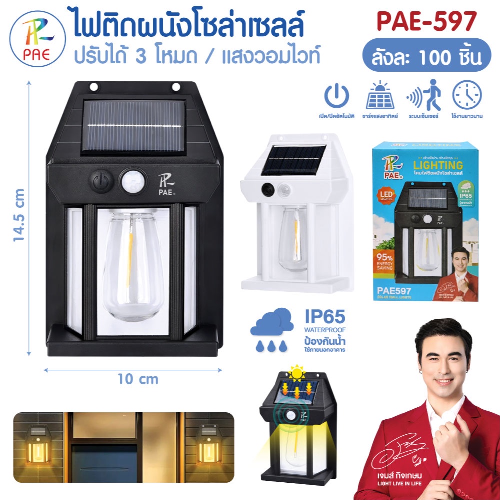 ไฟติดผนัง โซล่าเซลล์ โคมไฟติดผนัง ไฟโซล่าเซลล์ ไฟเซ็นเซอร์ ไฟสวน solar Light สวยหรู คุ้มค่า