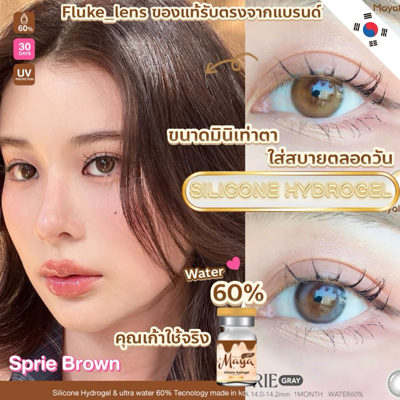คอนแทคเลนส์เกาหลี Silicone Hydrogel เลนส์พรีเมี่ยมMayalens 🤎 Sprie 🤎 (ขนาดมินิ) อมน้ำ60%💧 ผลิตที่เกาหลี maya