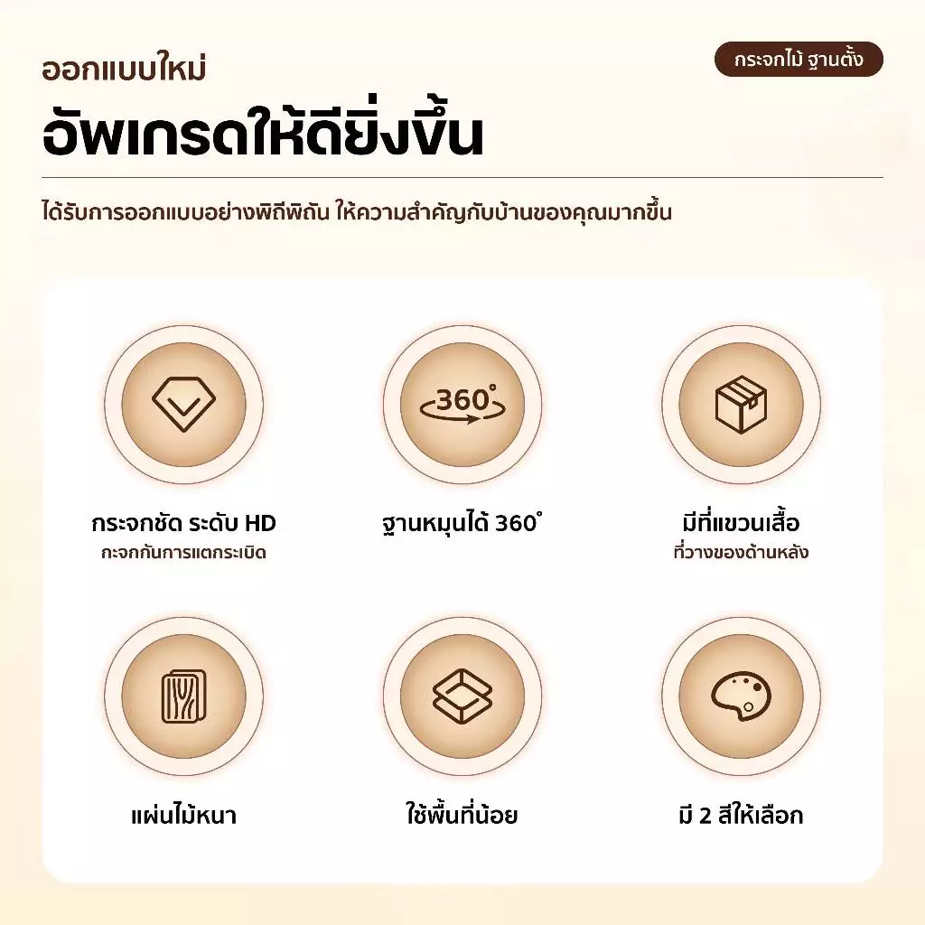 🔥รุ่นใหม่สุด🔥กระจกไม้ตั้งพื้นหมุนได้ กระจกเต็มตัวแบบหมุน กระจกหมุนได้ พร้อมราวแขวน พร้อมชั้นวางของ กว้าง30/40/50CM thumbnail 9