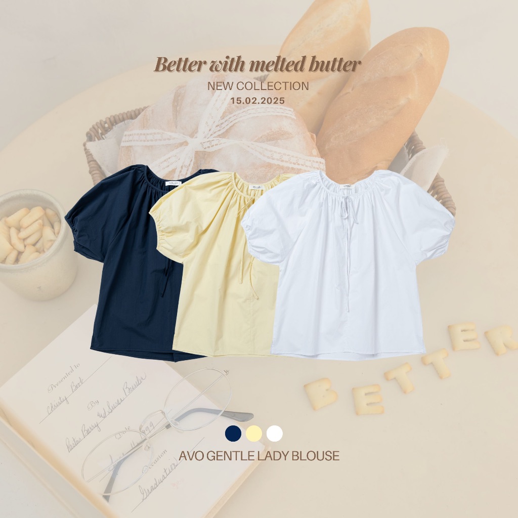 avo gentle lady blouse  เริ่มที่รุ่นแรก เสื้อเบลาส์ผูกโบว์ที่ถูกต้อง รุ่นนี้เป็นผ้า cotton