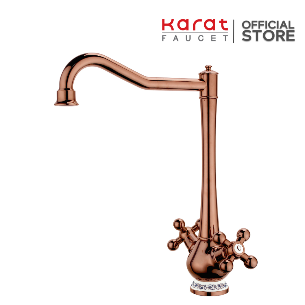 Karat Faucet ก๊อกซิงค์ น้ำร้อน น้ำเย็น สีโรสโกลด์ รุ่น KF-73-521-53