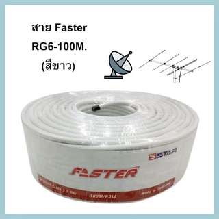 สาย Faster SStar RG-6U 100 เมตร ชีลล์ 60% (สีขาว)