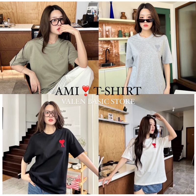 Am T-shirt เสื้อยืดรุ่นใหม่ สีใหม่ ดูแพงสุดๆ ดีเทลปักลายหัวใจที่อกงานชนช็อป ใส่แล้วเป๊ะไม่โป๊ะ คอมเฟริม