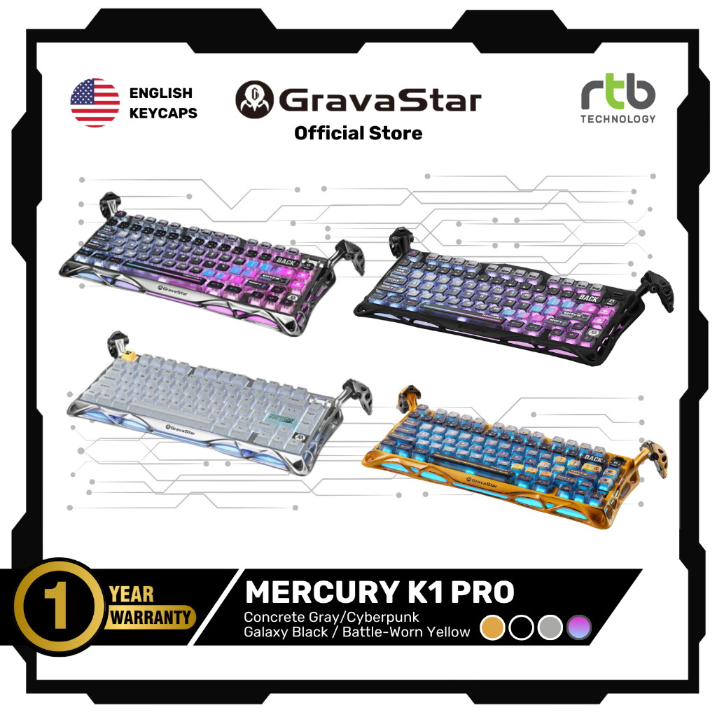 GravaStar Mercury K1 Pro 75% คีย์บอร์ดเกมมิ่งไร้สาย Wireless Mechanical Gaming Keyboard