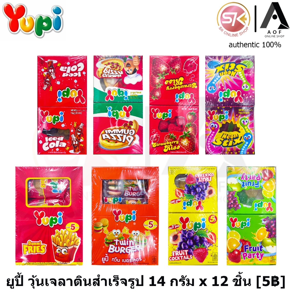 Yupi ยูปี้ วุ้นเจลาตินสำเร็จรูป กลิ่นผลไม้ 14 กรัม x 12 ชิ้น