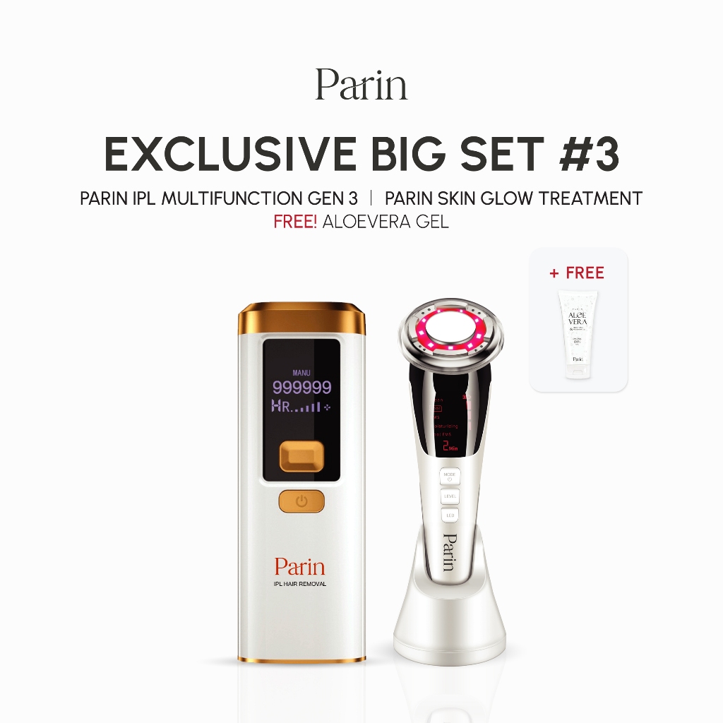 Parin Exclusive BIG SET #3 SKIN GLOW & IPL GEN 3 เครื่องเลเซอร์กำจัดขน และ นวดหน้า 5 ฟังก์ชัน