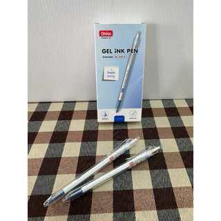 ปากกา ปากกาเจล หัวเล็ก แบบกด ONI-AH001 ด้ามสีใส หัวขนาด 0.38 มม. หมึกน้ำเงิน แดง และดำ Gel Pen Ink US.Station