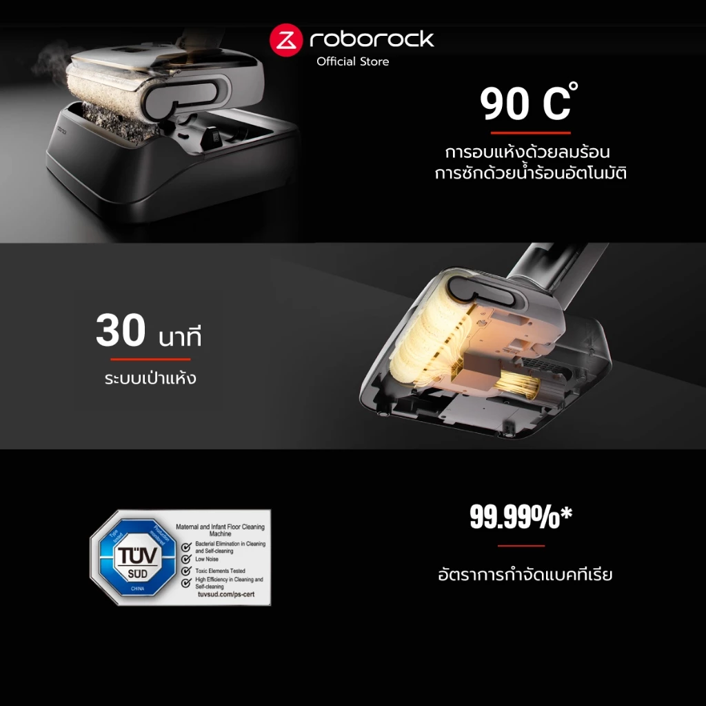 Roborock F25 RT Series เครื่องล้างพื้น ไร้สาย อัจฉริยะ เอนราบ180 องศา พลังดูด 20,000Pa รับประกันสินค้า 2 ปี thumbnail 4