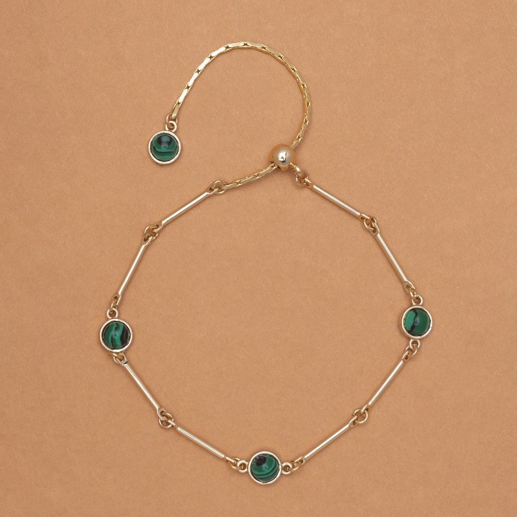 MALACHITE GOLD BRACELETสร้อยข้อมือหินมงคล-มาลาไคท์