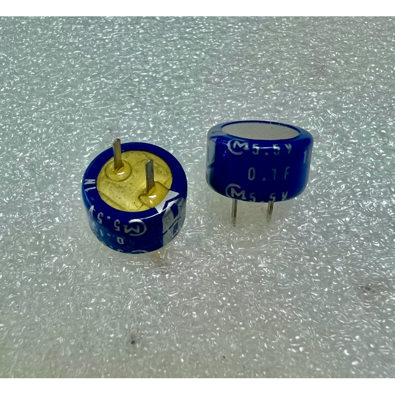 (1ชิ้น)  0.1F 5.5V SUPER CAPACITOR  ขาห่าง 5มิล ของดีของแท้ในไทยพร้อมส่ง ไซร์ 10x7mm.  0.1F 5.5V  0.