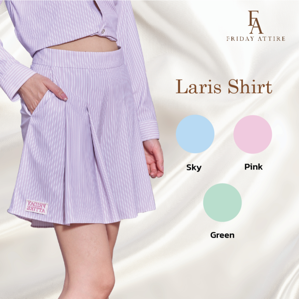 Friday Attire กางเกงขาสั้นแต่งจีบหน้าปักชาย (FP-007)