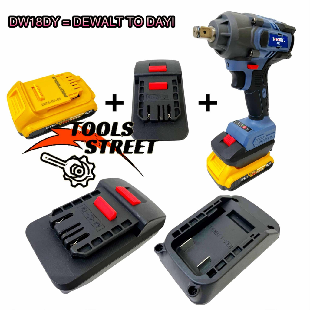 ตัวแปลงแบตเตอรี่ อะแดปเตอร์แปลงแบตเครื่องมือช่าง 18V-20V แปลงแบตใช้เครื่องมือช่างจากแบต DEWALT ไปใช้ THAKITEC (1 ชิ้น)