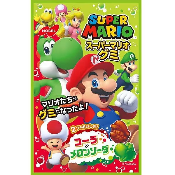 Nobel Confectionery Super Mario Gummy Cola & Melon Soda 50g from japan NEW