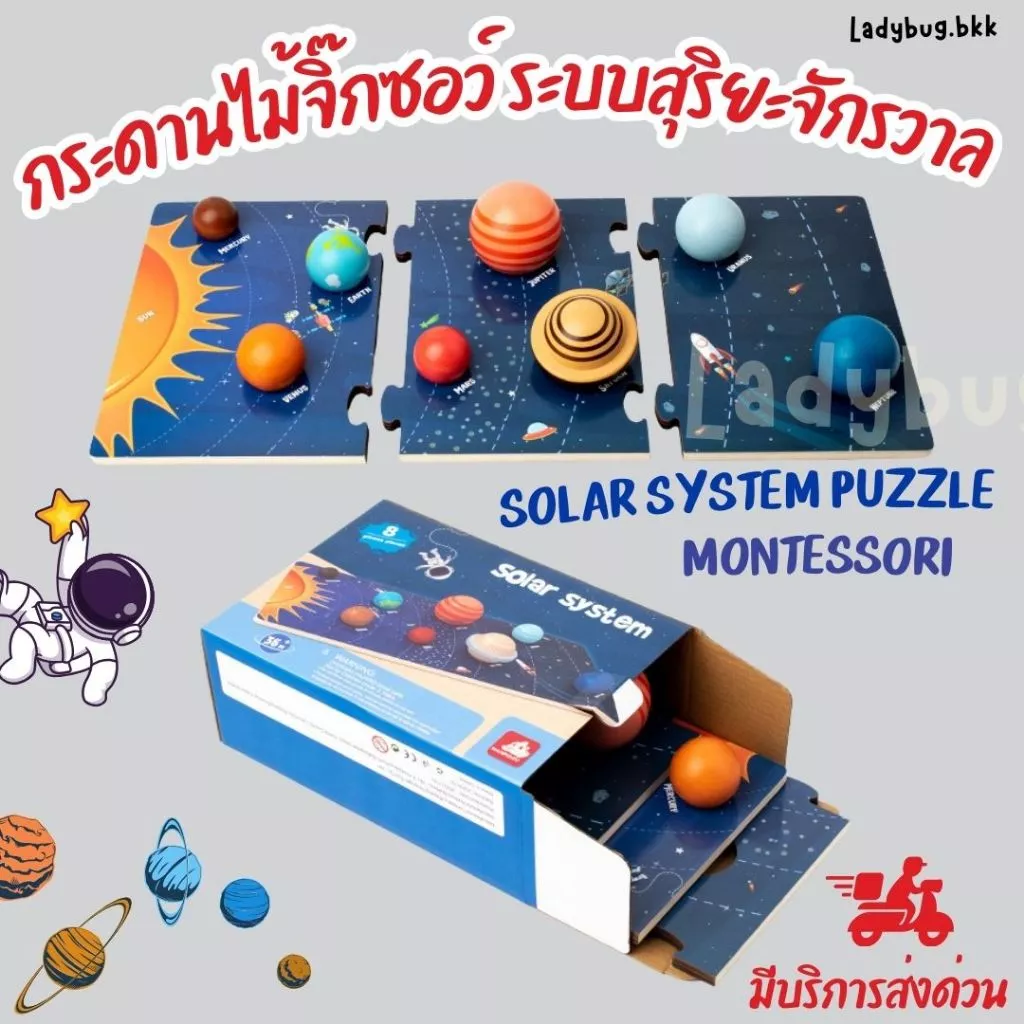 กระดานไม้บอร์ดจิ้กซอว์เรียนรู้ระบบสุริยะจักรวาลพร้อมการ์ด solar system พร้อมส่ง🔥มาใหม่
