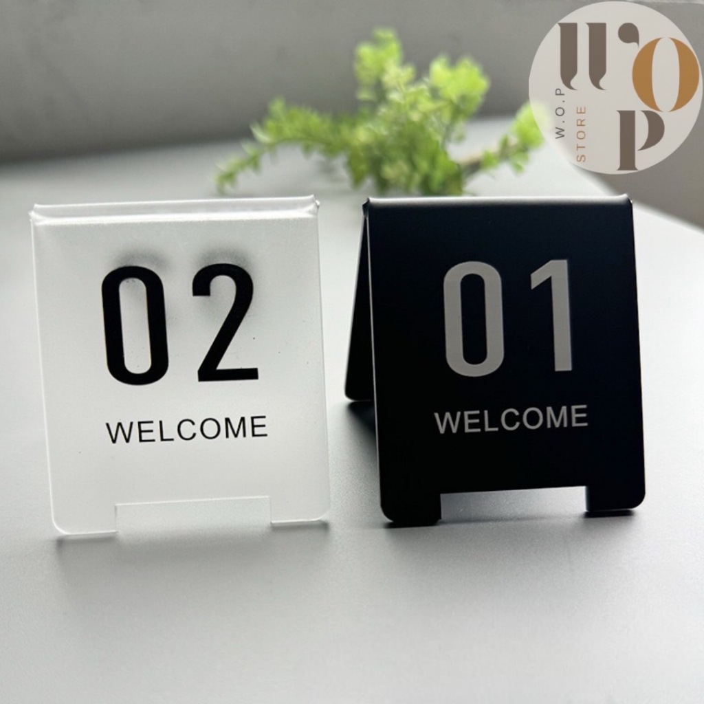 WOP Store พร้อมส่ง  ป้ายเลขโต๊ะ เลขเบอร์โต๊ะ ป้ายตัวเลขตั้งโต๊ะขนาด6x7cm  วัสดุเป็นอะคริลิค สีขาวขุ่นและสีดำ - รูปที่ 6