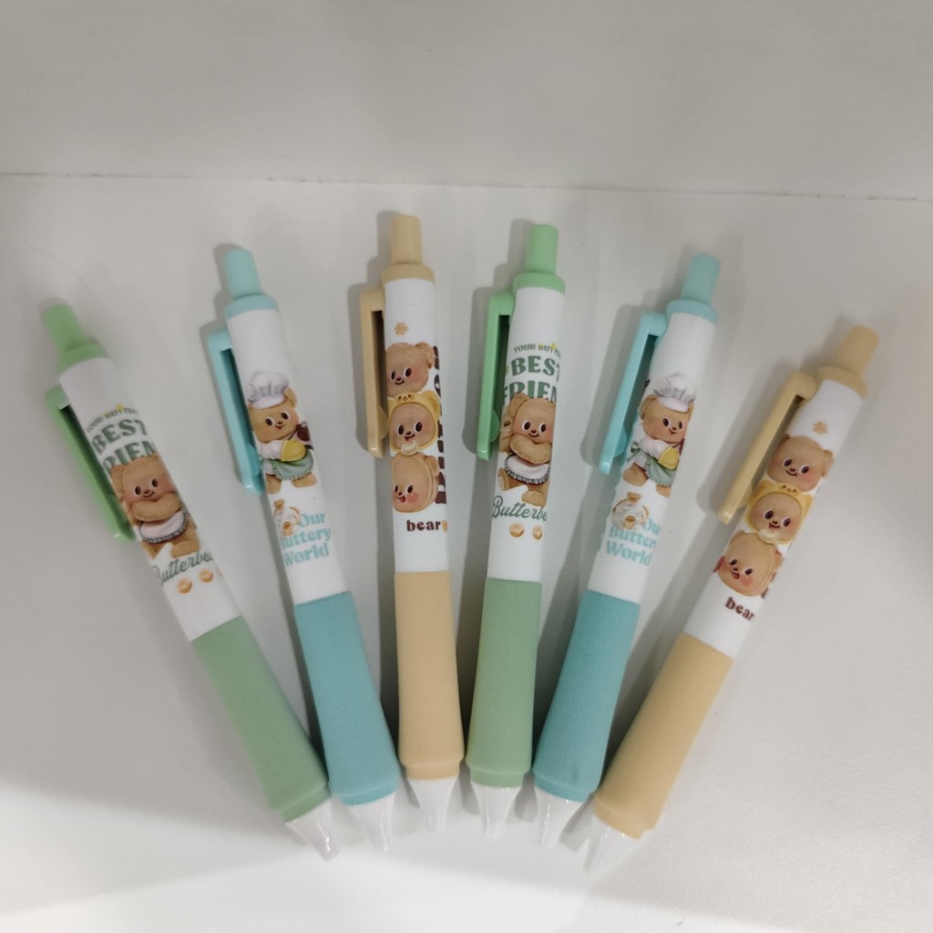หมีเนย (พร้อมส่ง)  ปากกาเจล สีดํา 0.5 มม. คละสี  เครื่องเขียนและอุปกรณ์ ปากกา เจล แฟนซี