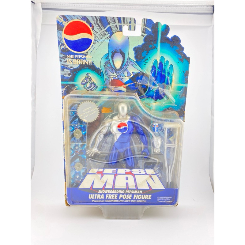 PEPSI MAN Bandai 1998 Snowboard Kits Pepsiman Blue 6inch Figure แท้/ญี่ปุ่น ของใหม่ แต่แพ็คเก่ามาก