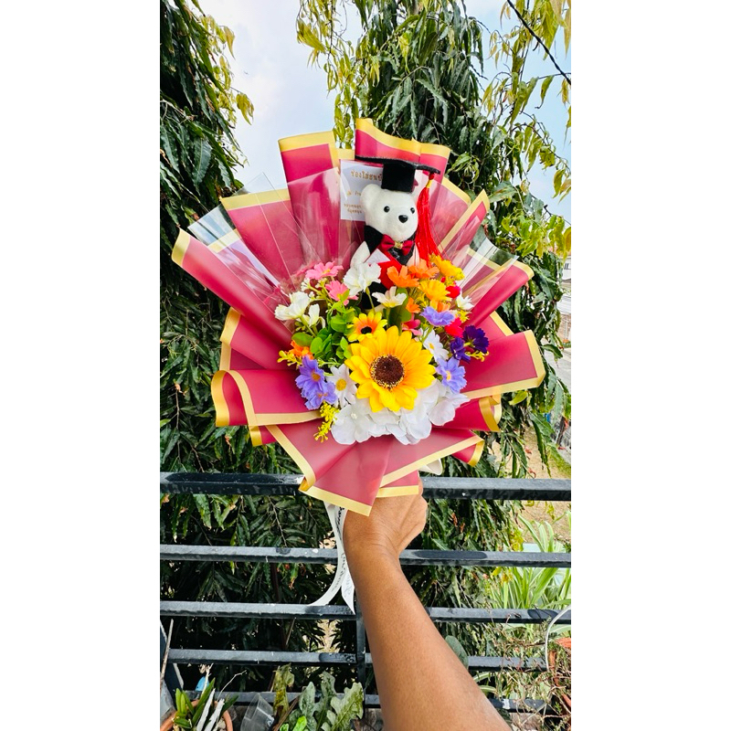 ของขวัญบัณฑิตน้อย ช่อดอกไม้ธนบัตร ช่อดอกไม้ใส่เงิน ใส่ธนบัตรได้ทุกขนาด มี5ใบ(ราคาช่อเปล่าไม่รวมธนบัตร) - รูปที่ 2