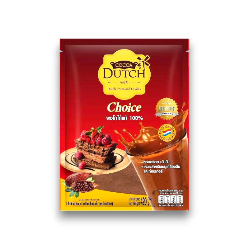 ผงโกโก้ ดัทช์ช้อยส์ สีเข้ม ไขมัน 10-12% 420g. หยกออนไลน์