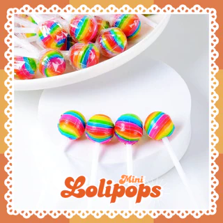 อมยิ้ม รวมอมยิ้มมินิ ชิ้นละ3.5g. (50-200ชิ้น) Mini lollipop สีสันสดใส อมยิ้มสผลไม้คละสี