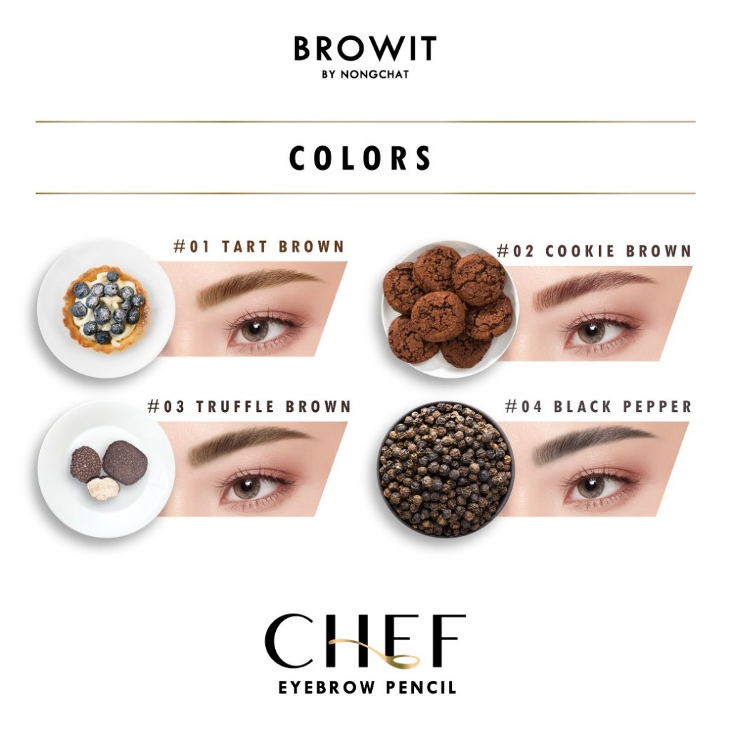 ถูก/แท้/มีไลฟ์ ดินสอเขียนคิ้ว อายไลน์เนอร์ อายแชโดว์ น้องฉัตร Browit Chef Eyebrow Pencil/Gel Eyeliner/Eyeshadow Dip - รูปที่ 3