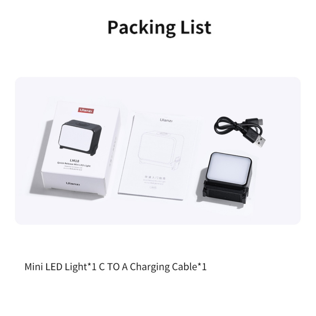 Ulanzi LM18 Mini LED Video Light ไฟเซลฟี่ มินิ LED สำหรับกล้อง DJI Osmo Action 4/3 และ Pocket 3