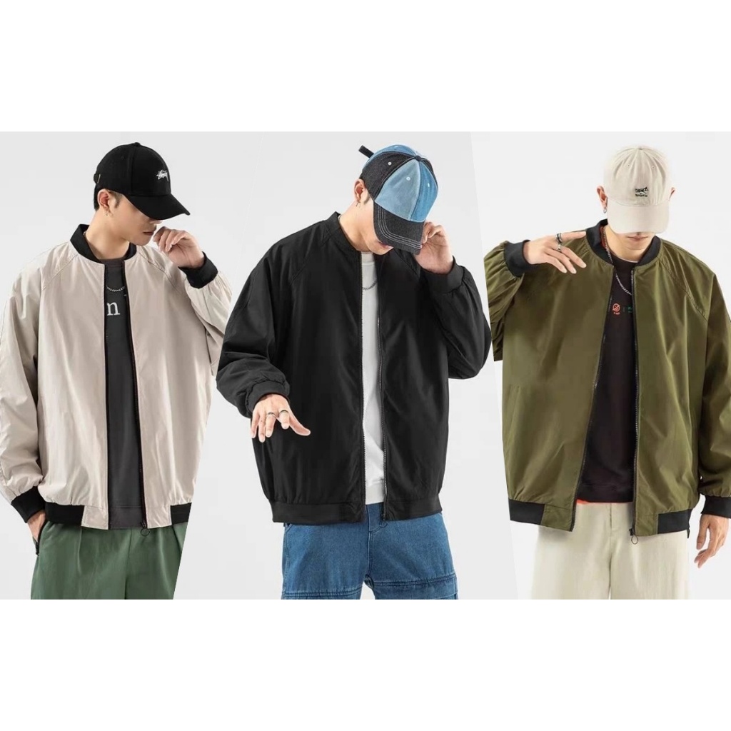 COD🆒เสื้อแจ็คเก็ตผู้ชาย รุ่นใหม่ แจ็คเก็ตฤดูใบไม้ผลิ-ใบไม้ร่วง เสื้อเบสบอลสีพื้น สไตล์ธุรกิจสบายๆ สำหรับผู้ชาย JK039