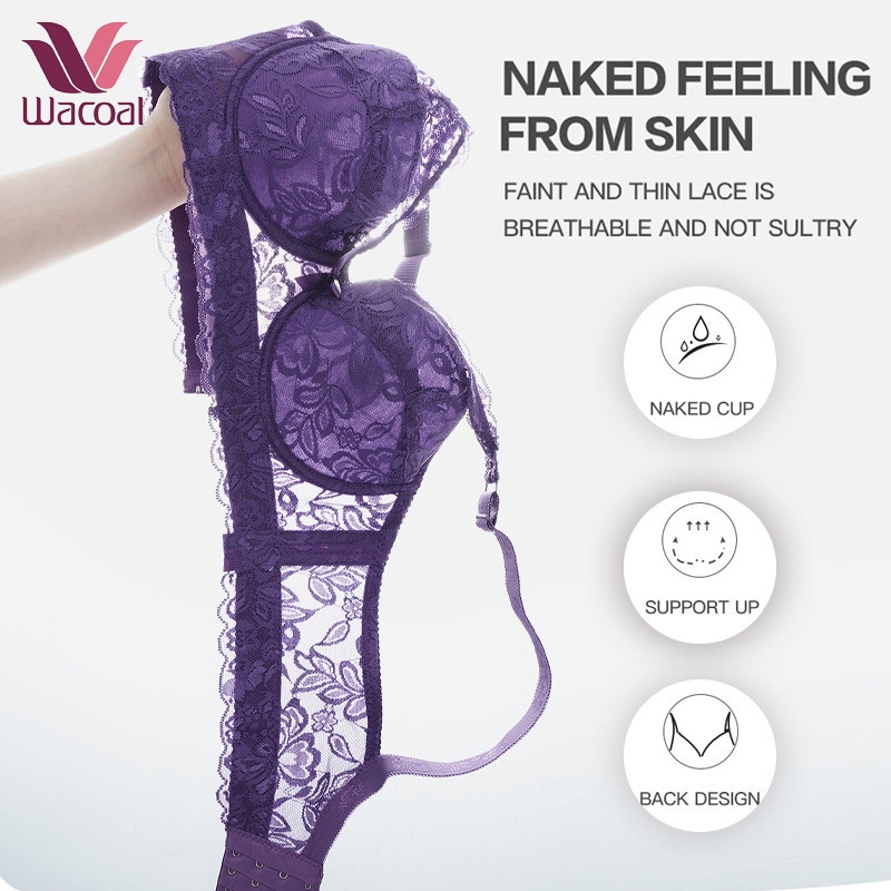 ⭐wacoal⭐ขนาด Push Up Bra สำหรับผู้หญิงแหวนเหล็กเซ็กซี่ประณีตลูกไม้บาง Pads Bra ถ้วย C/D 36-46