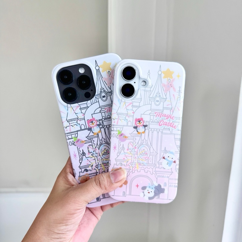 เคสแอนิมอลปราสาทชมพูกลิตเตอร์ เคสไอโฟน พร้อมส่ง เคสสำหรับ IPHONE CASE 13-16PROMAX