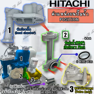 ท่อส่งน้ำ+น๊อตยึด(Delivery Pipe) ถังเหลี่ยม (WMP) GP GX GX2 XS XX ของแท้ อะไหล่ปั๊มน้ำ HITACHI