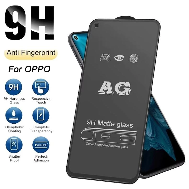 AG ฟิล์มกระจก แบบด้าน สำหรับ OPPO A60 A79 A18 A38 A57 A5 A9 2020 A52 A72 A92 A76 A94 A95 A58 A32 A33 Reno 8 6 5 4 4G 5G