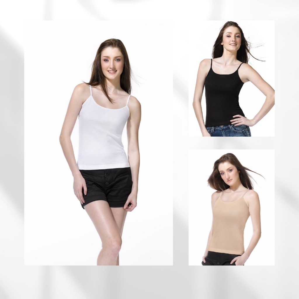 CHERILON เชอรีล่อน เสื้อยืด เสื้อสายเดี่ยว เสื้อทับ 100% Cotton นุ่ม ไม่มีบรา ระบายอากาศดี GIB-VCP1 * GIB-VCT5