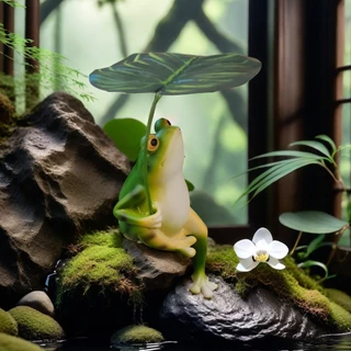 ตุ๊กตากบ กบจําลองตกแต่ง Creative Garden Decoration รูปปั้นกบ การ์ตูนตกแต่งภูมิทัศน์ 3D Craft กบเครื่องประดับตกแต่งถังปลา
