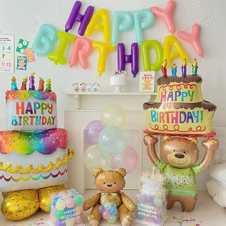 พร้อมส่ง ชุดลูกโป่งฟอยล์ HAPPY BIRTHDAY ลูกโป่งฟอยล์ตัวอักษร 16 นิ้ว