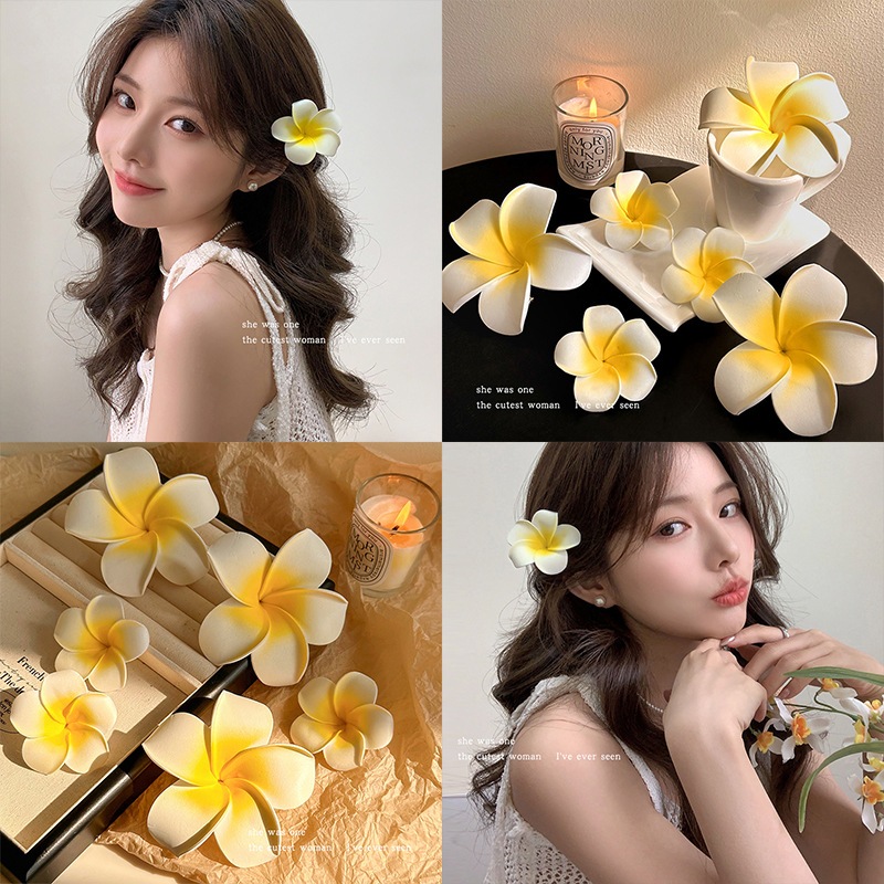 Rubuyou แฟชั่นเกาหลีดอกไม้สีเหลืองกิ๊บคุณภาพสูงเครื่องประดับผม โดปามีน กิ๊บติดผมหน้าม้า เหมาะกับฤดูร้อน สําหรับผู้หญิง