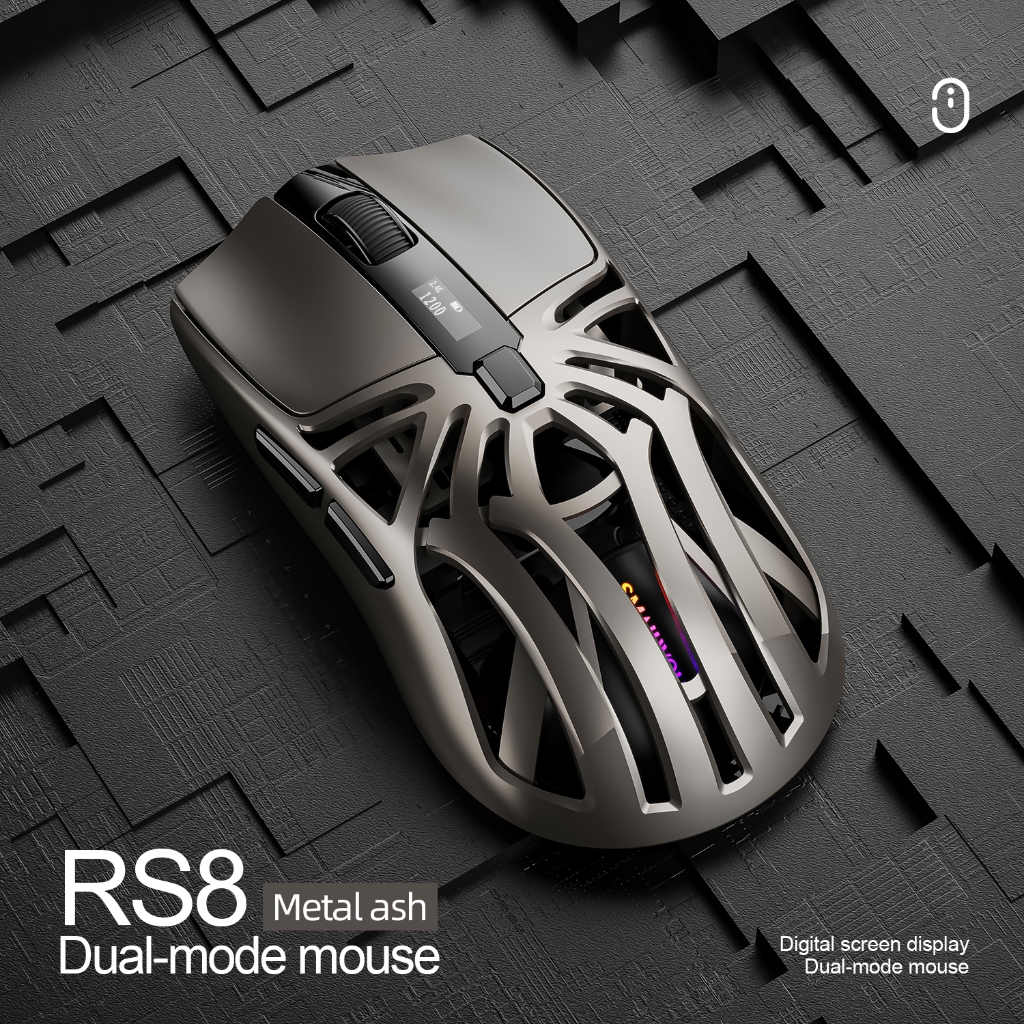 Rantoper RS8 เมาส์เกมมิ่งไร้สาย/Type-c/Bluetooth/2.4G/เมาส์บลูทูธ/10000DPI/ตั้งโปรแกรม/หน้าจอดิจิตอล/1000hz