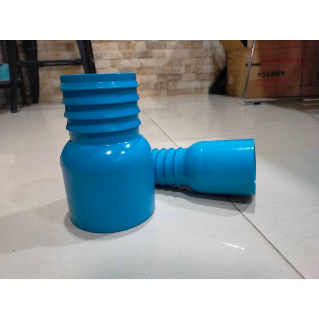 หางปลาไหล PVC ข้างเดียว ข้อต่อสายยาง+ท่อ ขนาด 2นิ้ว/3 นิ้ว แป๊ปลดเสียบสาย (สีฟ้า)