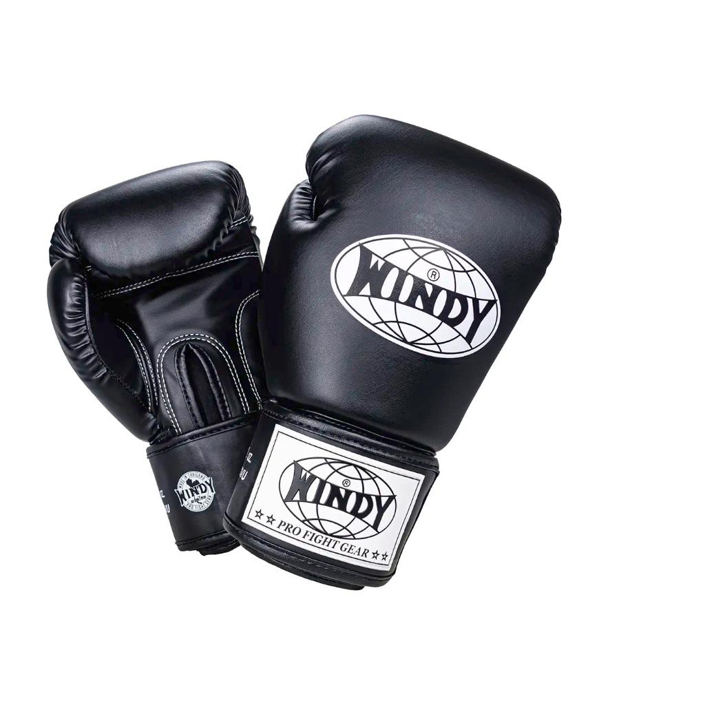 วินดี้นวมชกมวย sparring boxing gloves BGVU หนังเทียม สีดำ ขนาด 10oz 12oz 14oz 16oz Windy Boxing Stor