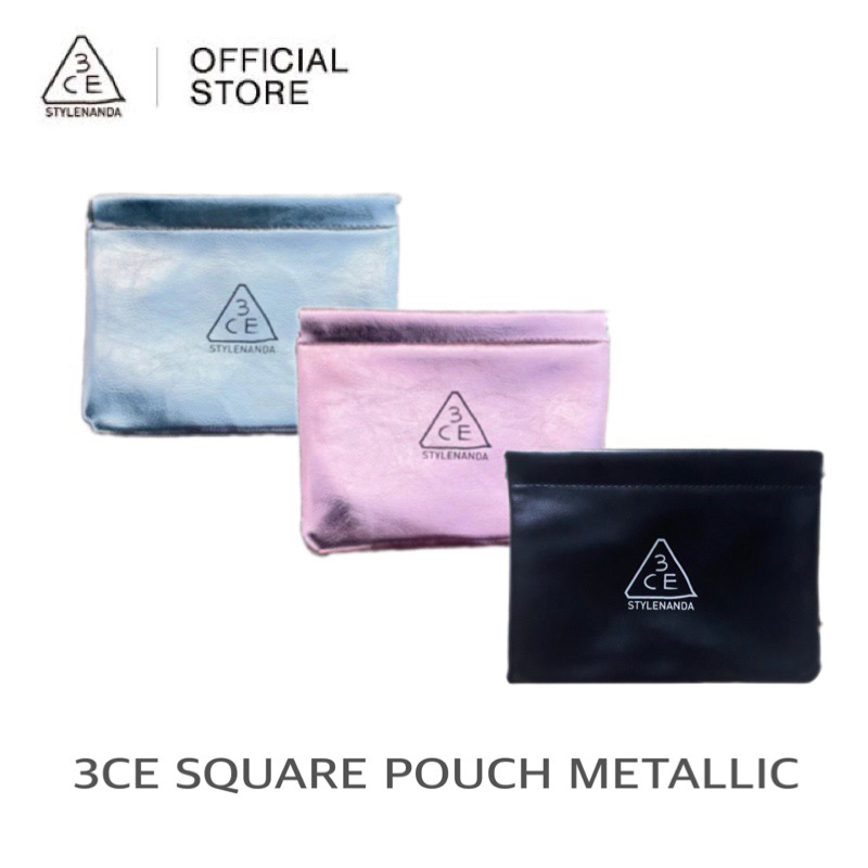 3CE Square Pouch Metallic กระเป๋าอเนกประสงค์ ใส่เครื่องสำอางค์ ของใช้กระจุกกระจิก 🤍🩷 #ของแท้ PREMIUM GIFT